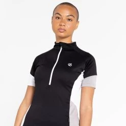 Dare 2b Compassion II Maillot De Fitness Zippé à Moitié Pour Femme - Noir -Vélo D'appartement compassion ii maillot de fitness zippe a moitie pour femme noir 3
