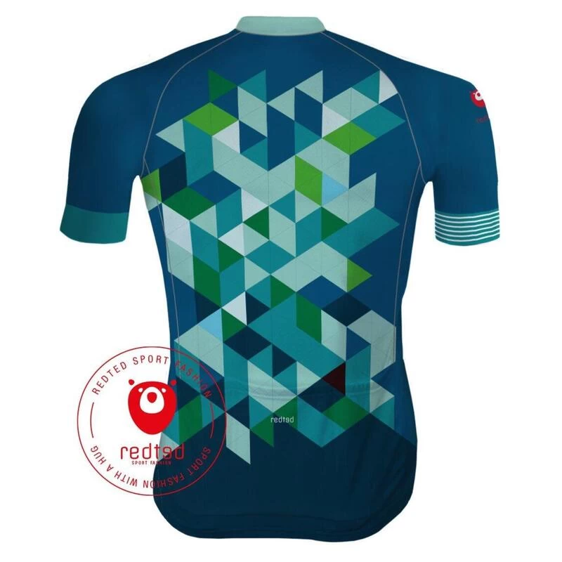 MAILLOT CYCLISME CUBES BLUE / VERT – REDTED 2 MAILLOT CYCLISME CUBES BLUE / VERT – REDTED – Image 2