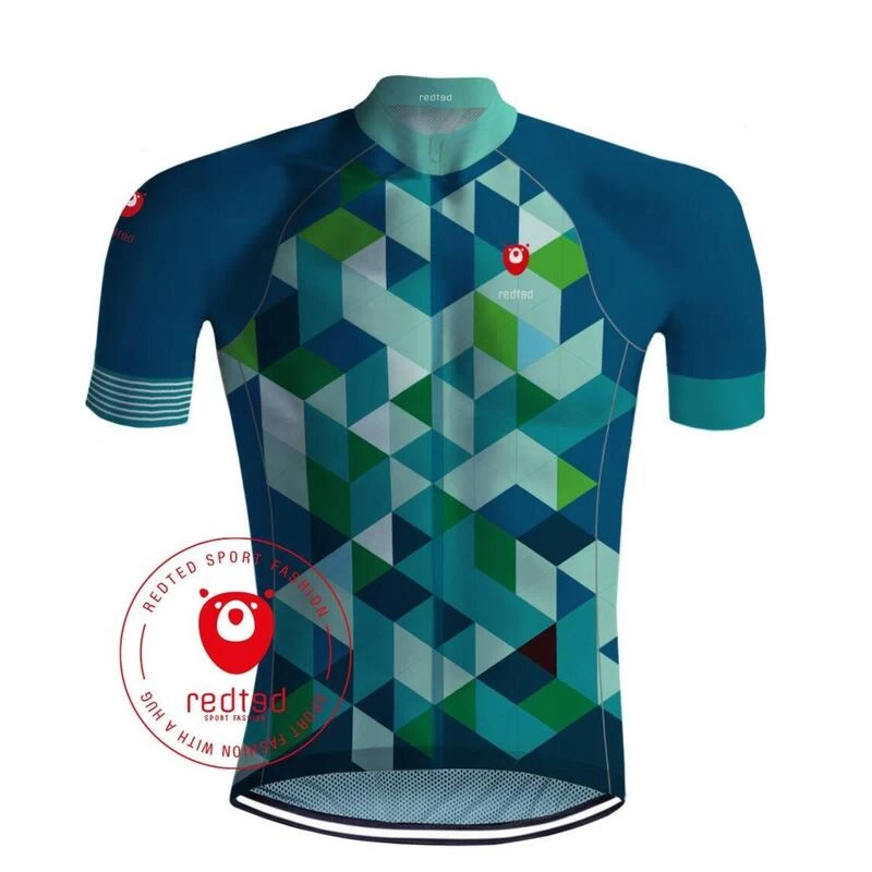 MAILLOT CYCLISME CUBES BLUE / VERT – REDTED 1 MAILLOT CYCLISME CUBES BLUE / VERT – REDTED