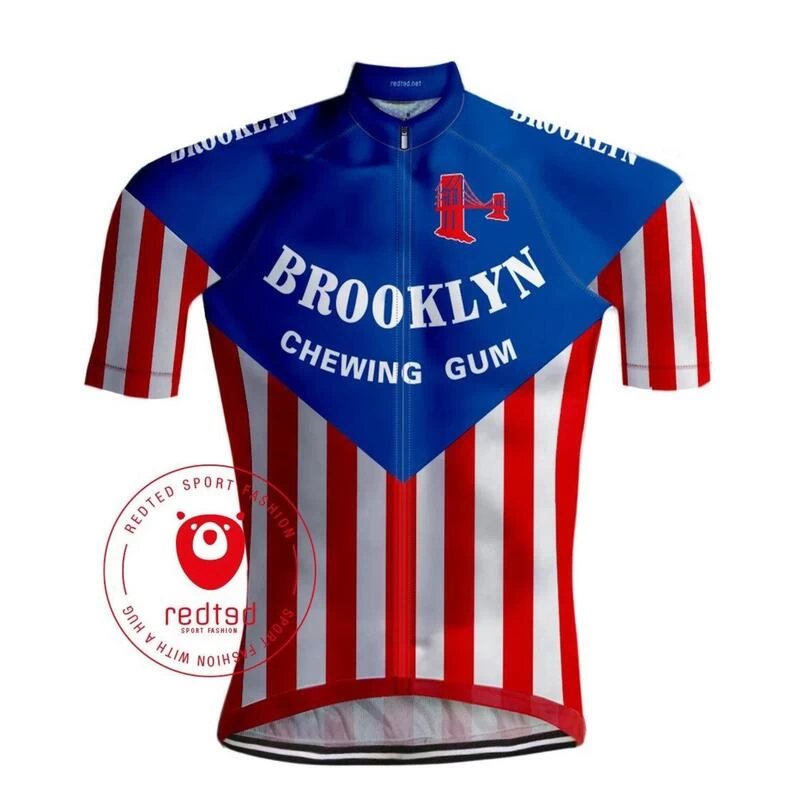 MAILLOT CYCLISME VINTAGE BROOKLYN - REDTED 1 MAILLOT CYCLISME VINTAGE BROOKLYN - REDTED