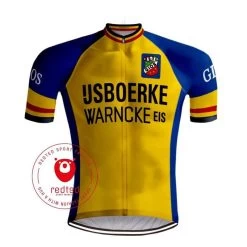 MAILLOT CYCLISME VINTAGE IJSBOERKE WARNCKE - REDTED