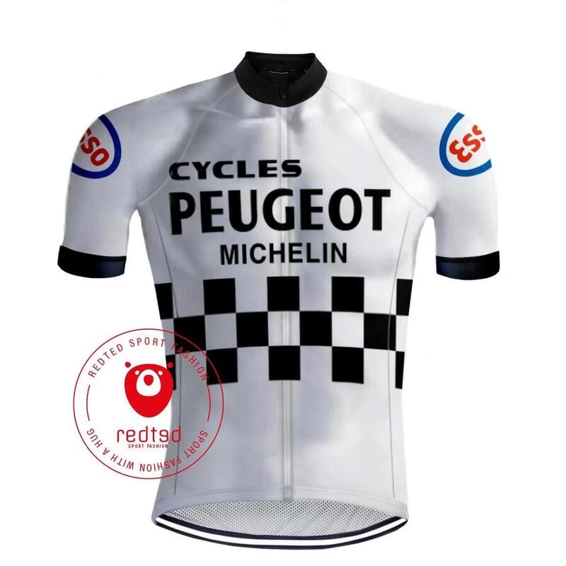 MAILLOT CYCLISME VINTAGE PEUGEOT BLANC - REDTED 1 MAILLOT CYCLISME VINTAGE PEUGEOT BLANC - REDTED