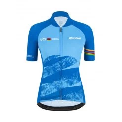 Santini Maillot Leader Wwt Eco Femme - Officiel Uci Bleu Ciel Velò
