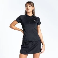 Dare 2b Outdare III Maillot De Fitness Zippé à Moitié Pour Femme - Noir -Vélo D'appartement outdare iii maillot de fitness zippe a moitie pour femme noir 3
