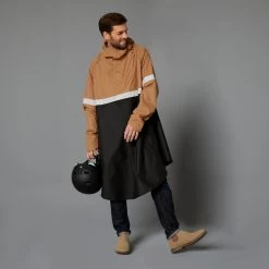 BTWIN PONCHO PLUIE VISIBILITE NUIT VELO VILLE 540 NOIR CAMEL