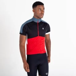 Dare 2b Protraction II T-shirt De Cyclisme Zippé à Manches Courtes Pour Homme - Rouge -Vélo D'appartement protraction ii t shirt de cyclisme zippe a manches courtes pour homme rouge 3