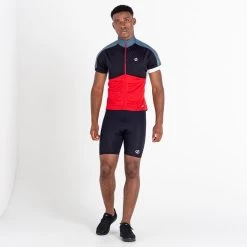 Dare 2b Protraction II T-shirt De Cyclisme Zippé à Manches Courtes Pour Homme - Rouge -Vélo D'appartement protraction ii t shirt de cyclisme zippe a manches courtes pour homme rouge 4