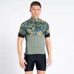 Dare 2b Stay The Course II T-shirt De Cyclisme Zippé à Moitié Pour Homme - Vert -Vélo D'appartement stay the course ii t shirt de cyclisme zippe a moitie pour homme vert 4