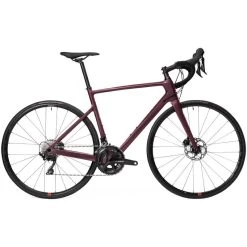 Vélo Route Femme EDR Carbone Disc Shimano 105 Bordeaux